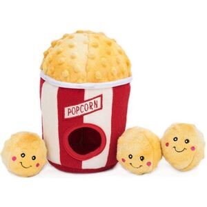 Zippy Paws Burrow Interactive Dog Toy Hide and Seek Squeaky Popcorn Bucket
